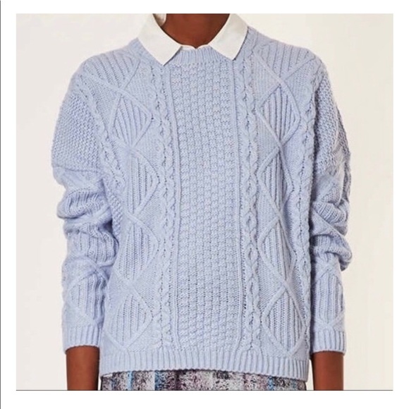 Topshop Light Blue Chunky Cable Knot Sweater (US 6) - Picture 2 of 8